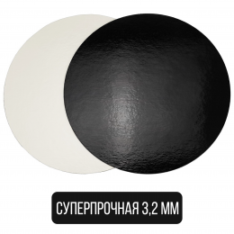 Подложка-поднос черная-серебро d=30 см, 3,2 мм